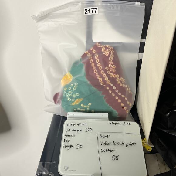 Madame Hall Women's Top OS Green Floral Artisan Indian Block Print Tunic Cotton - Picture 9 of 10